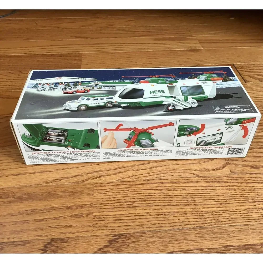 Hess Helicopter with Motorcycle & Cruiser Lights Sound & Rotors Collector’s NWT
